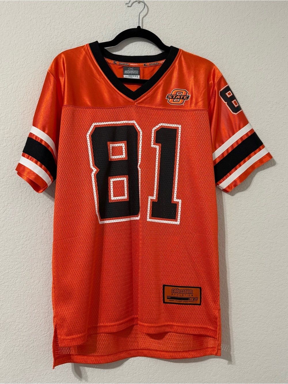 Colosseum O State (Oklahoma) Orange and Black Kids Football Jersey - Number 81